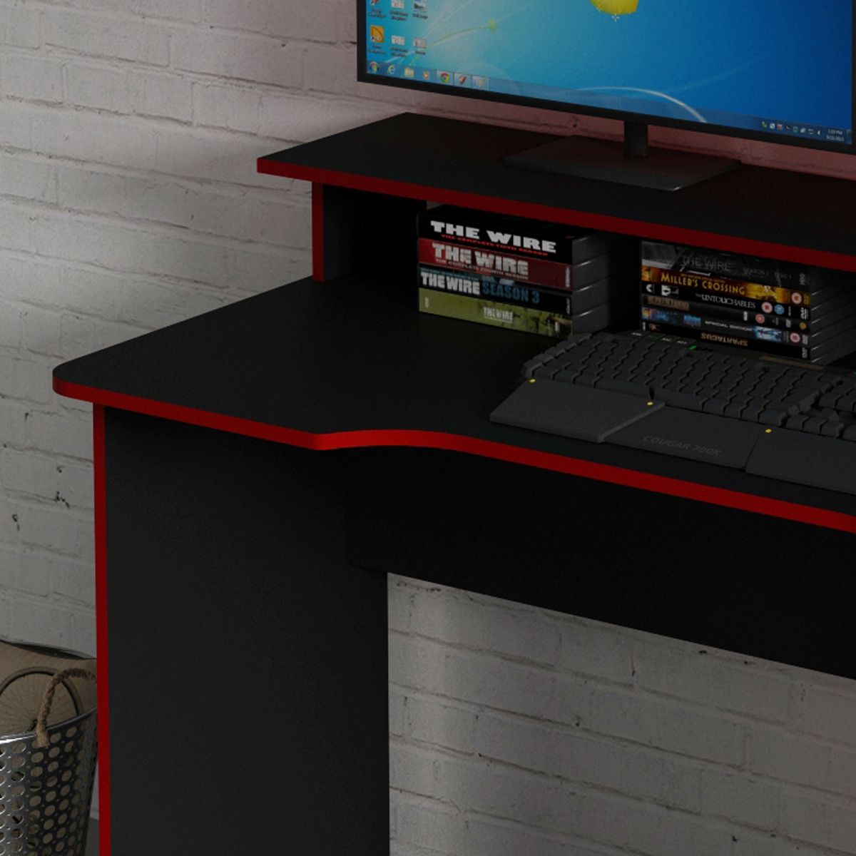 TECNOMOBILI - ESCRITORIO GAMER TECNOMOBILI NEGRO ROJO