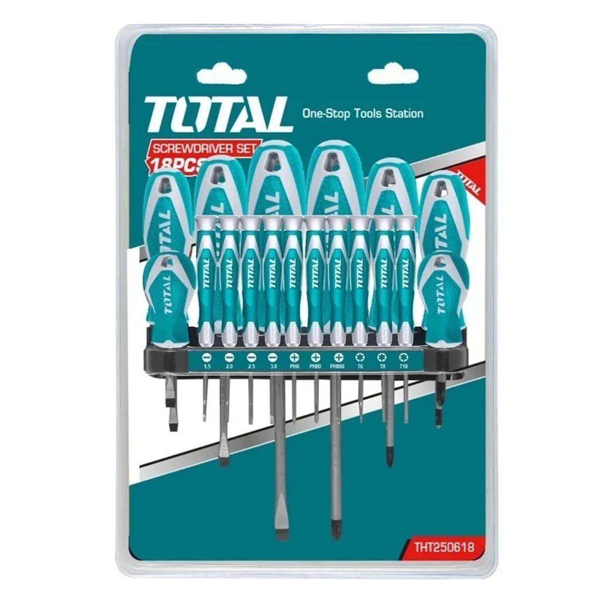 TOTAL TOOLS - Kit Set Juego Destornilladores 18 Piezas