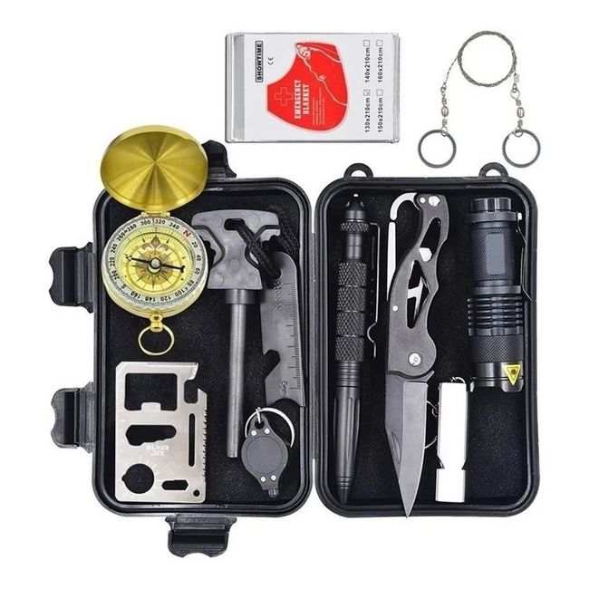 GENERICO - Kit De Sobrevivencia 12 En 1 Outdoor Militar Camping