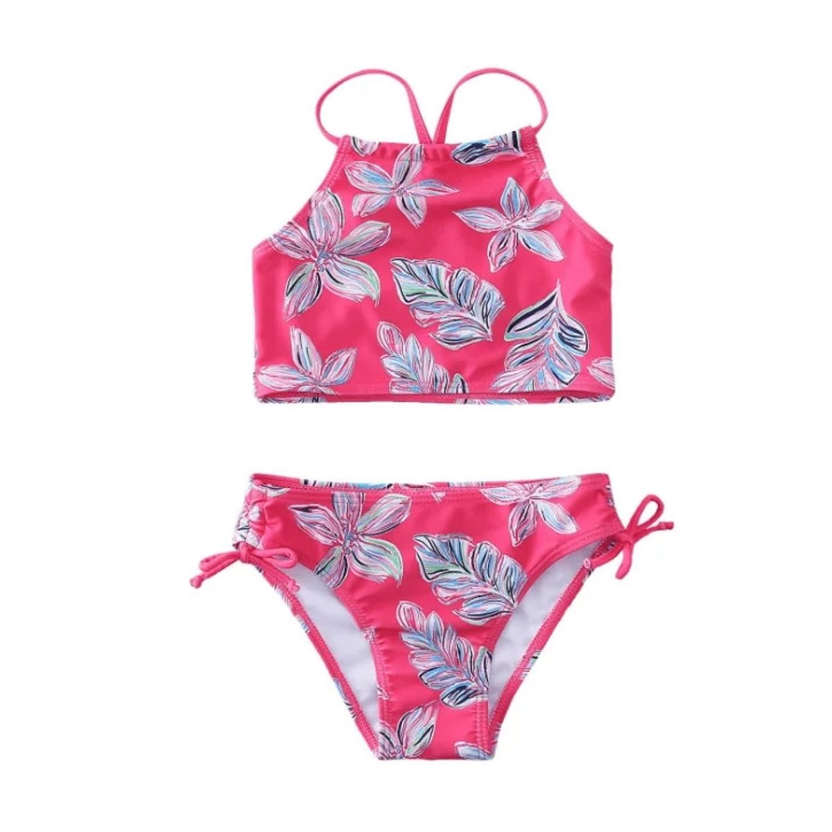 GENERICO - Traje De Baño Niña Lycra Flores Palmetas