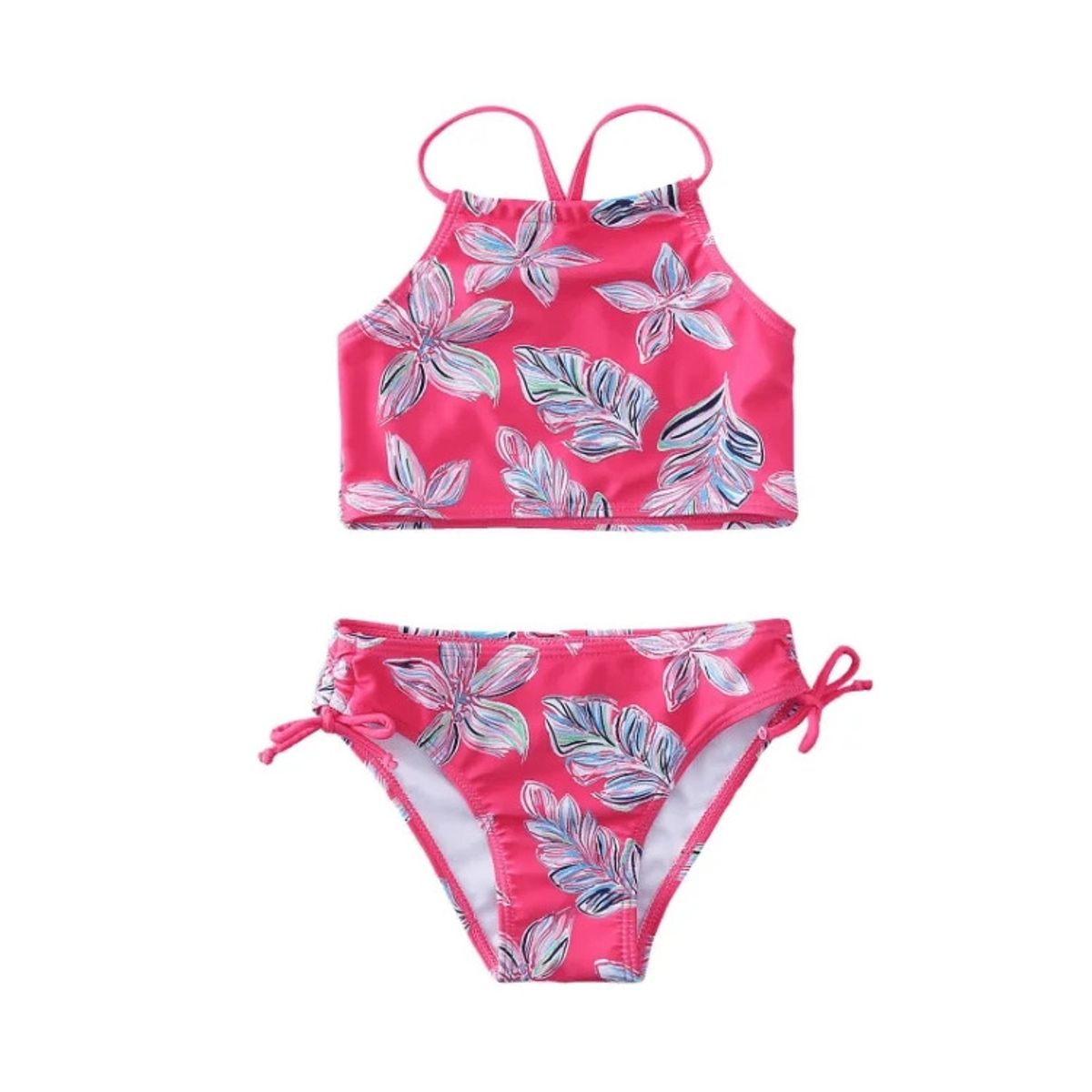 GENERICO - Traje De Baño Niña Lycra Flores Palmetas