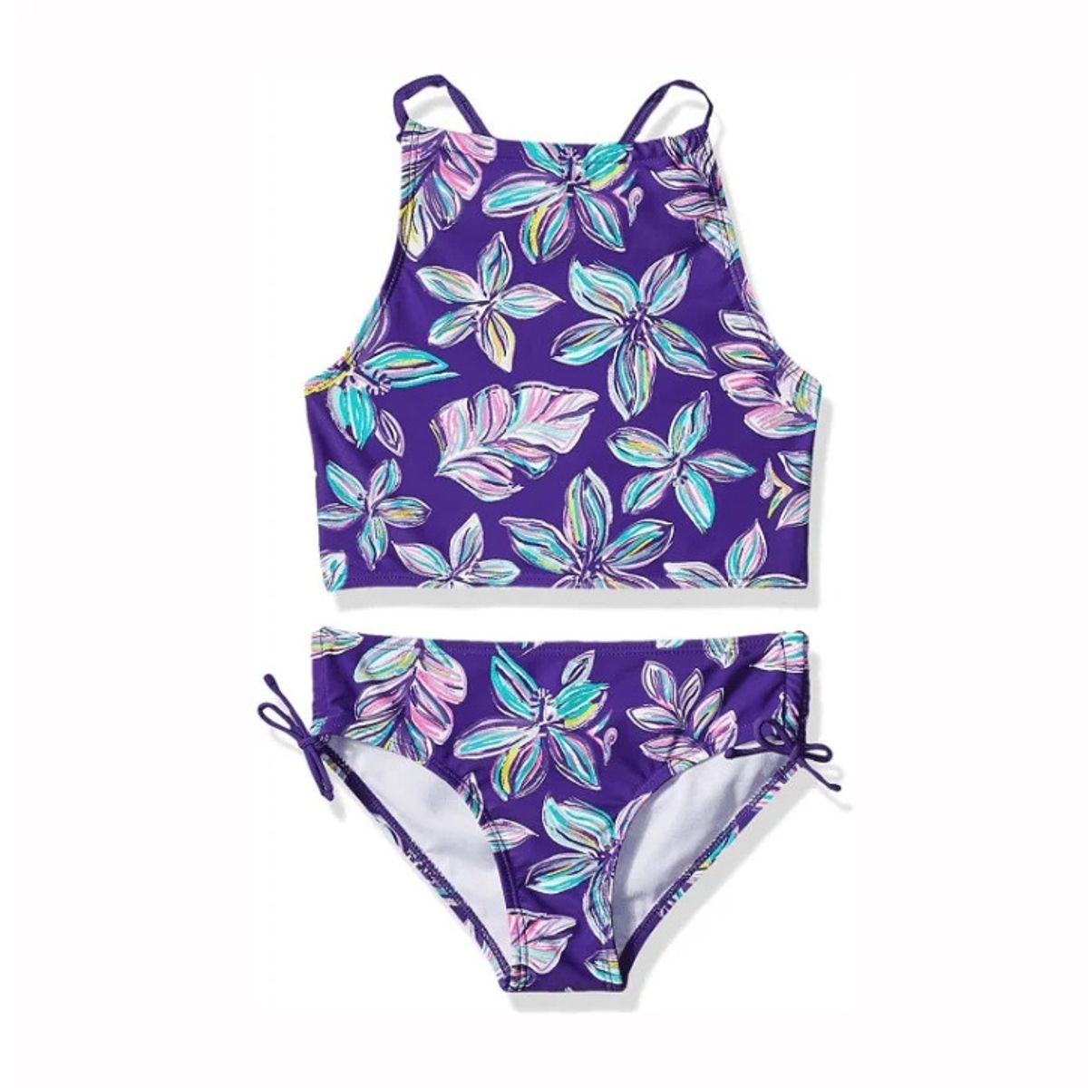 GENERICO - Traje De Baño Niña Lycra Flores Palmetas