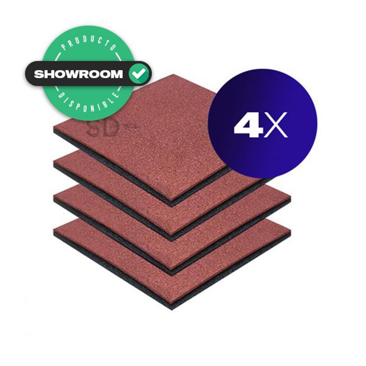 SDFIT - Pack 4x Piso de Caucho Pastelon 50 x 50 x 2 0 mm negro