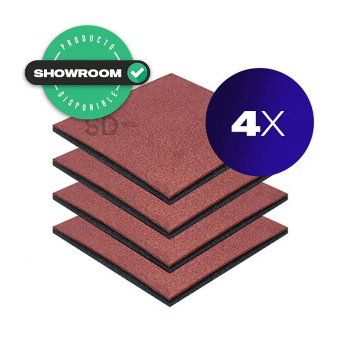 SDFIT - Pack 4x Piso de Caucho Pastelon 50 x 50 x 2 0 mm verde