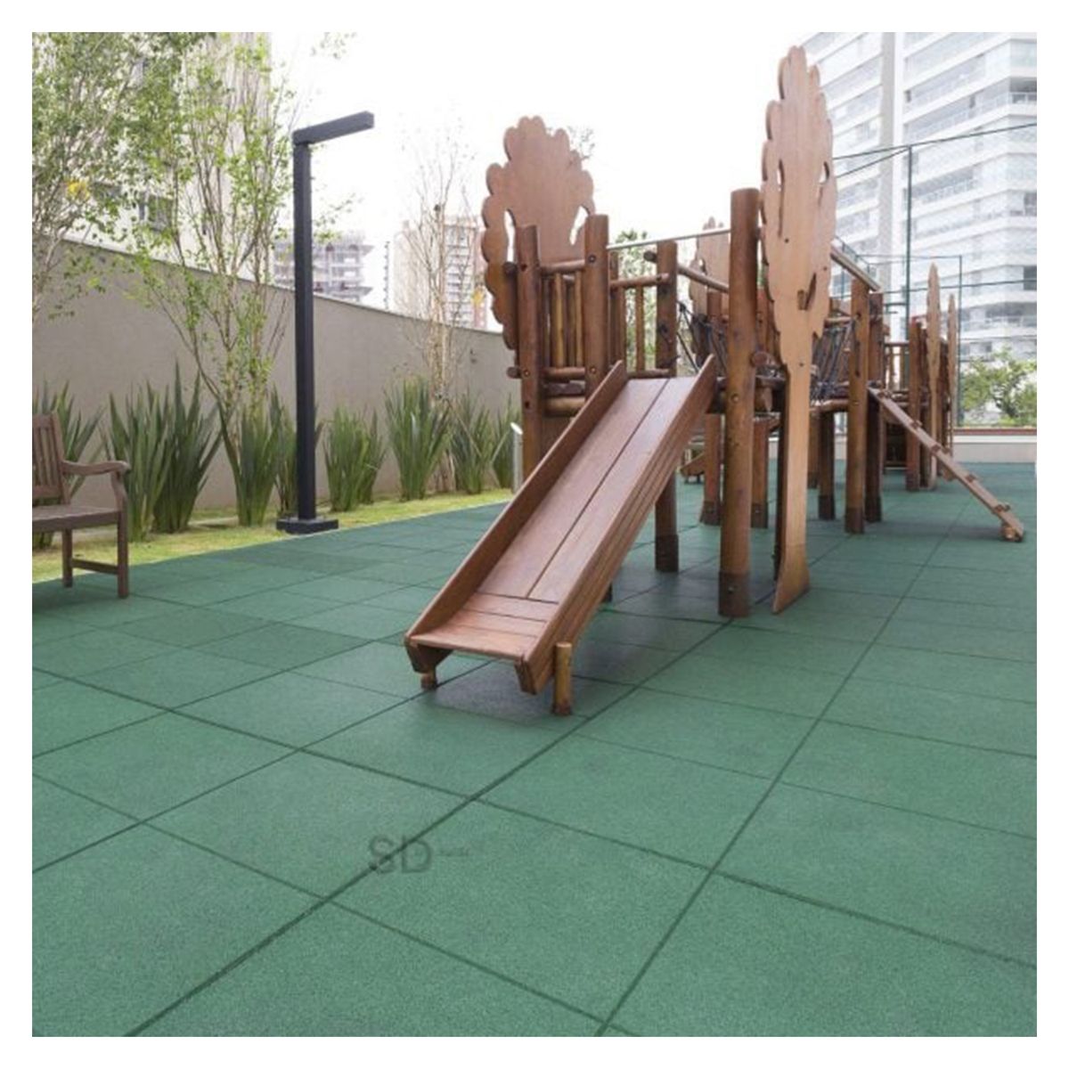 SDFIT - Pack 4x Piso de Caucho Pastelon 50 x 50 x 2 0 mm verde