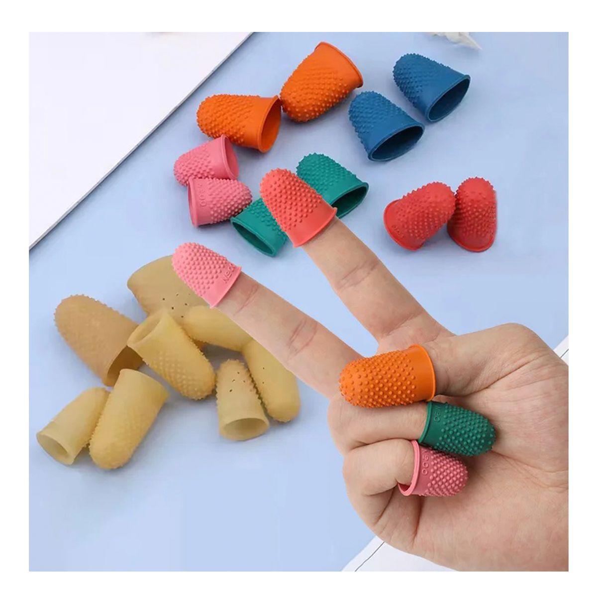 GENERICO - Pack X12 Dedos De Goma Dedales Silicona Oficina Color Rojo