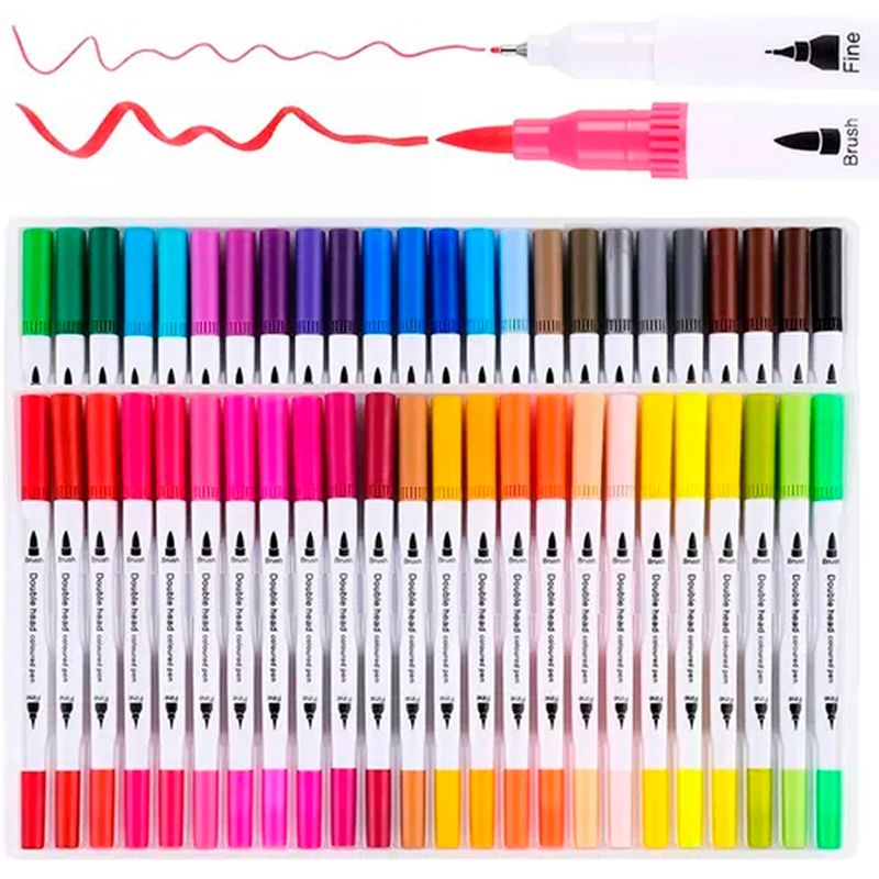 OFERTABKN - 48 Marcadores De Doble Punta Tipo Pincel Colores