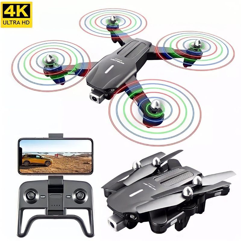 ACTUAL - Dron Hélices Led Multicolores Zoom 50x Bolso Wifi 2 Cámaras 4k