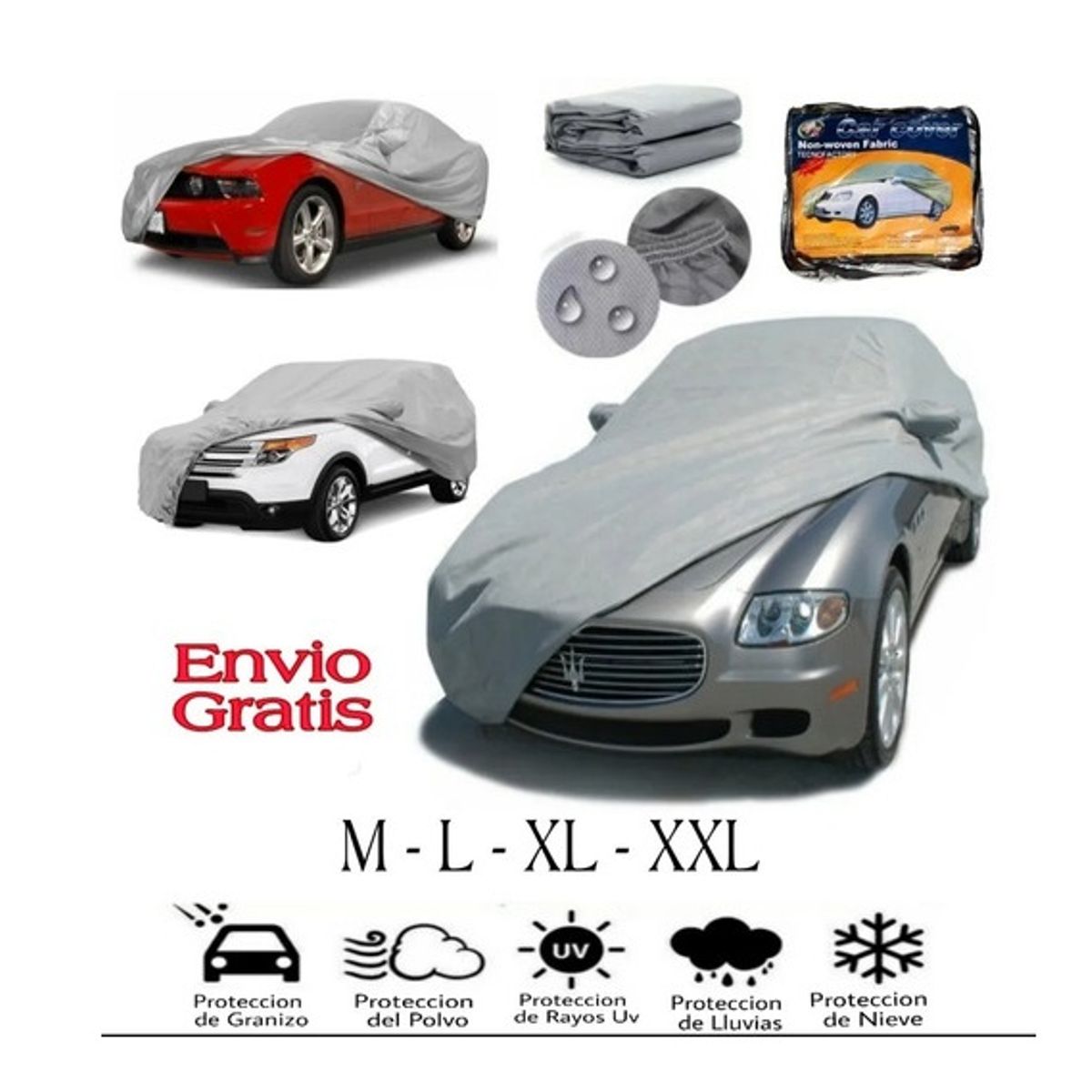 GENERICO - Carpa Funda Para Autos Impermeable Cubre Sol y Agua Talla M