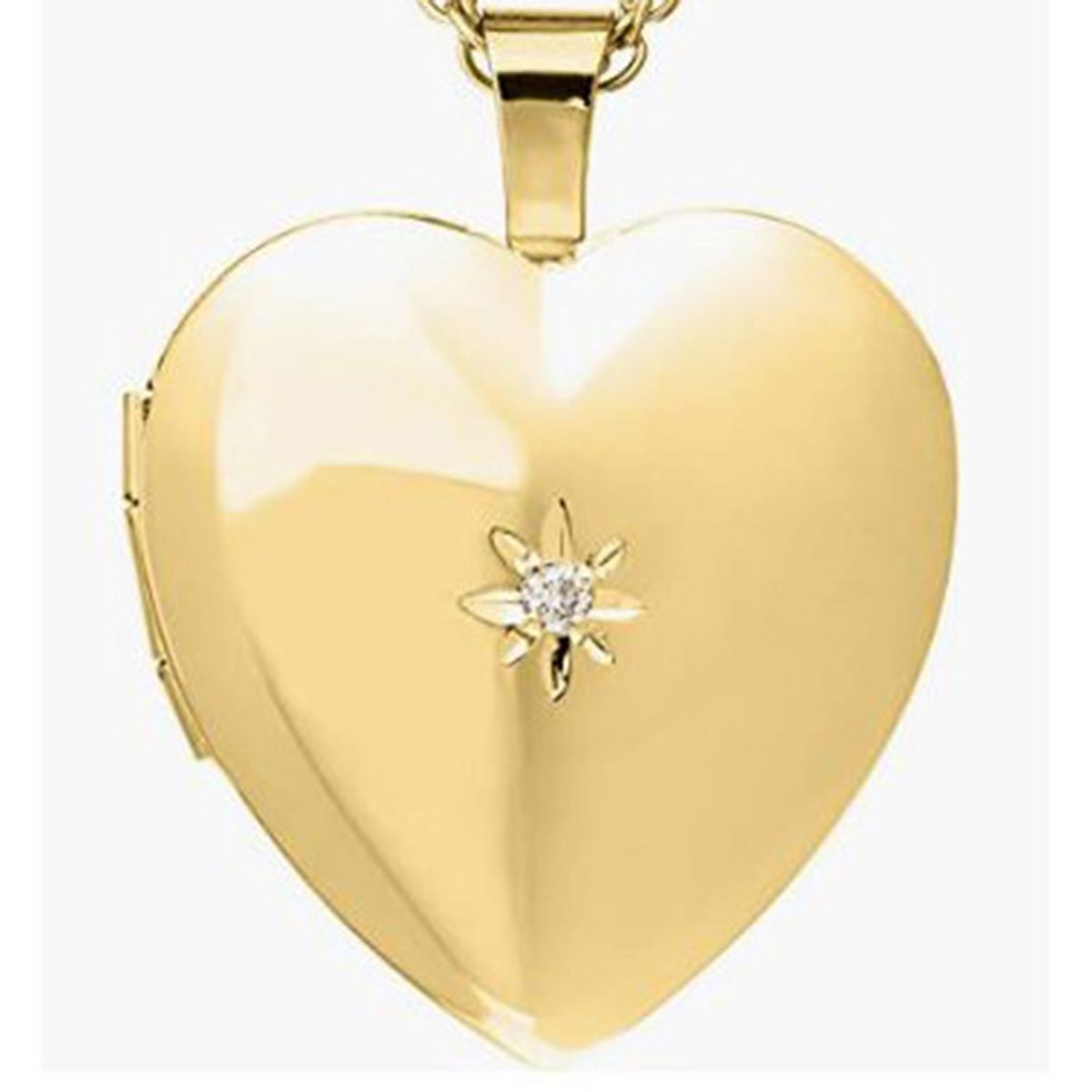 GENERICO - Joya Collar Plata 925 Relicario Camafeo Guardapelo Corazón Baño Oro