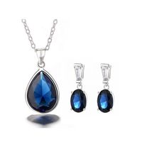 Joya Conjunto Plata 925 Colgante Cadena Aros Gota Mujer