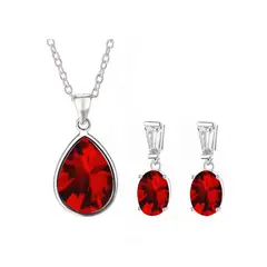 GENERICO - Joya Conjunto Plata 925 Colgante Cadena Aros Gota Mujer