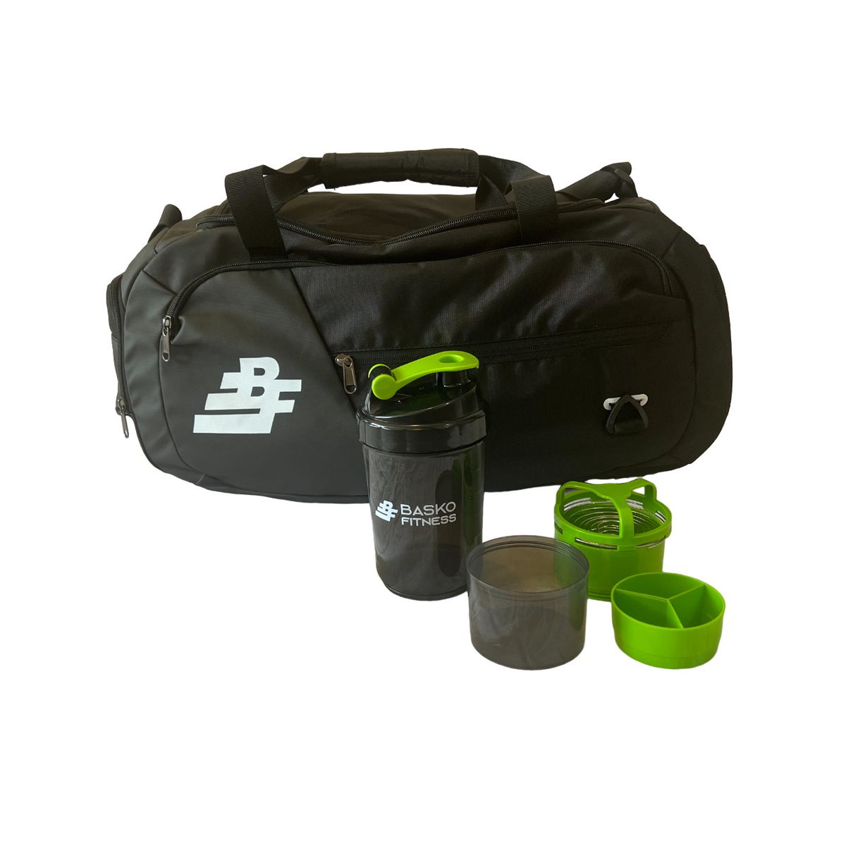 BASKO FITNESS - Bolso Deportivo Pack Shaker Mezclador Verde