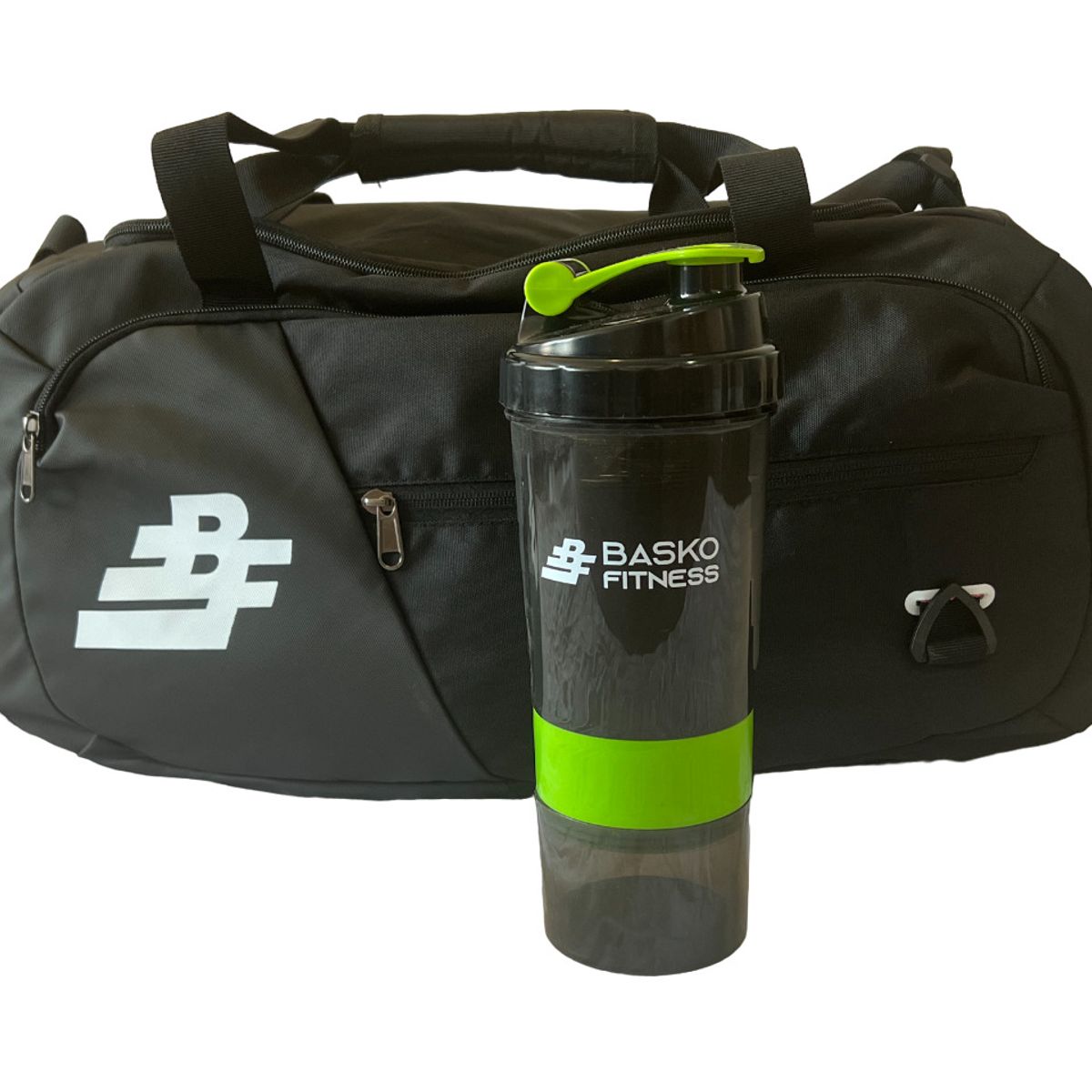 BASKO FITNESS - Bolso Deportivo Pack Shaker Mezclador Verde