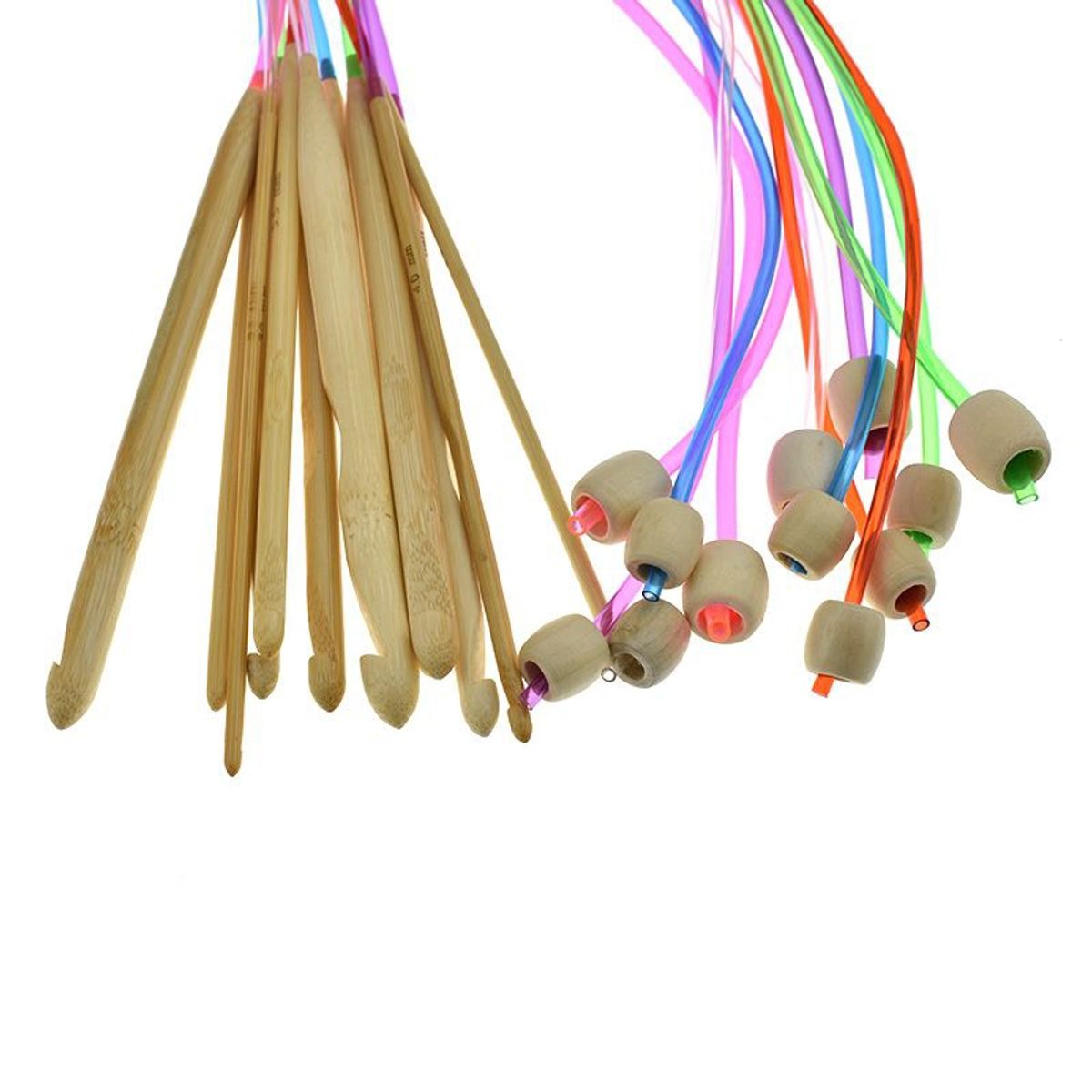 KUANGYE - Set De Crochet Tunecino De Bambú, 12 Un. 120 Cms.