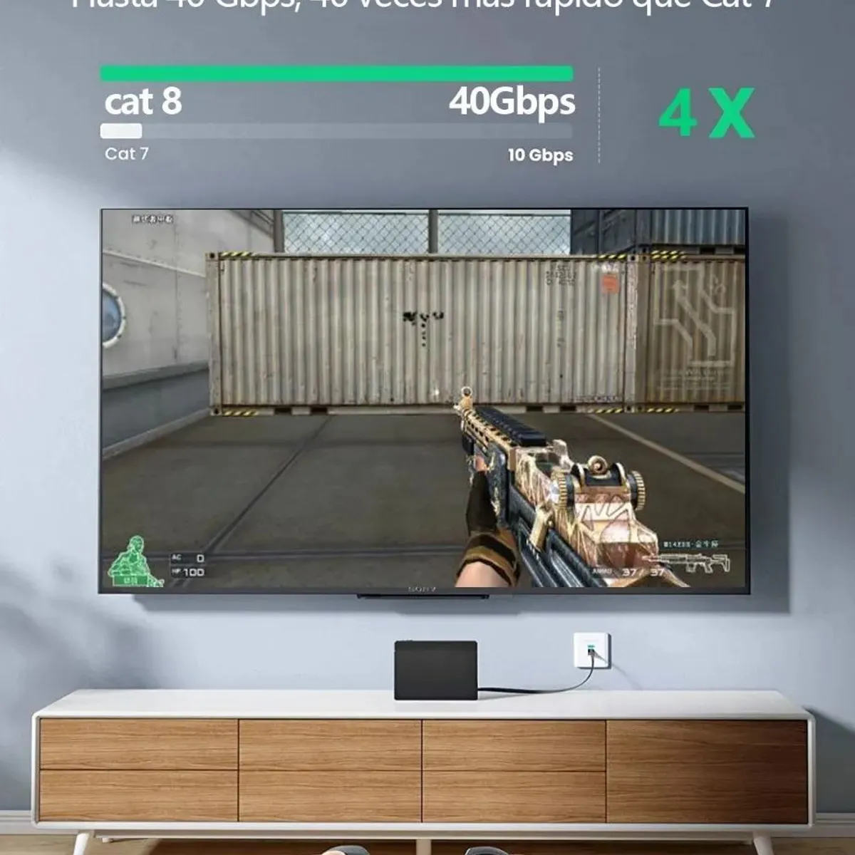 KUANGYE - Cable Red Plano Categoria 8 Cat8 Rj45 Ethernet 5m 40gbps