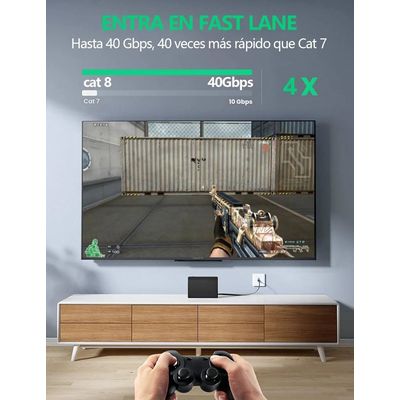 Imagen 2 del producto Cable Red Plano Categoria 8 Cat8 Rj45 Ethernet 5m 40gbps