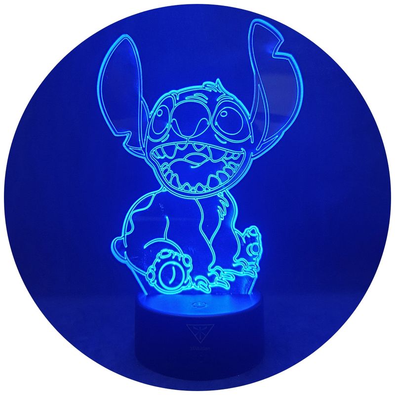 3DILUTION - Lámpara de Mesa Stich Feliz Base Negra con App