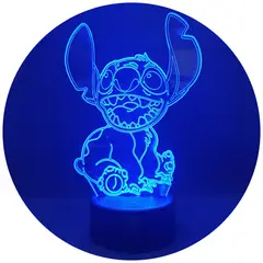 3DILUTION - Lámpara de Mesa Stich Feliz Base Negra con App