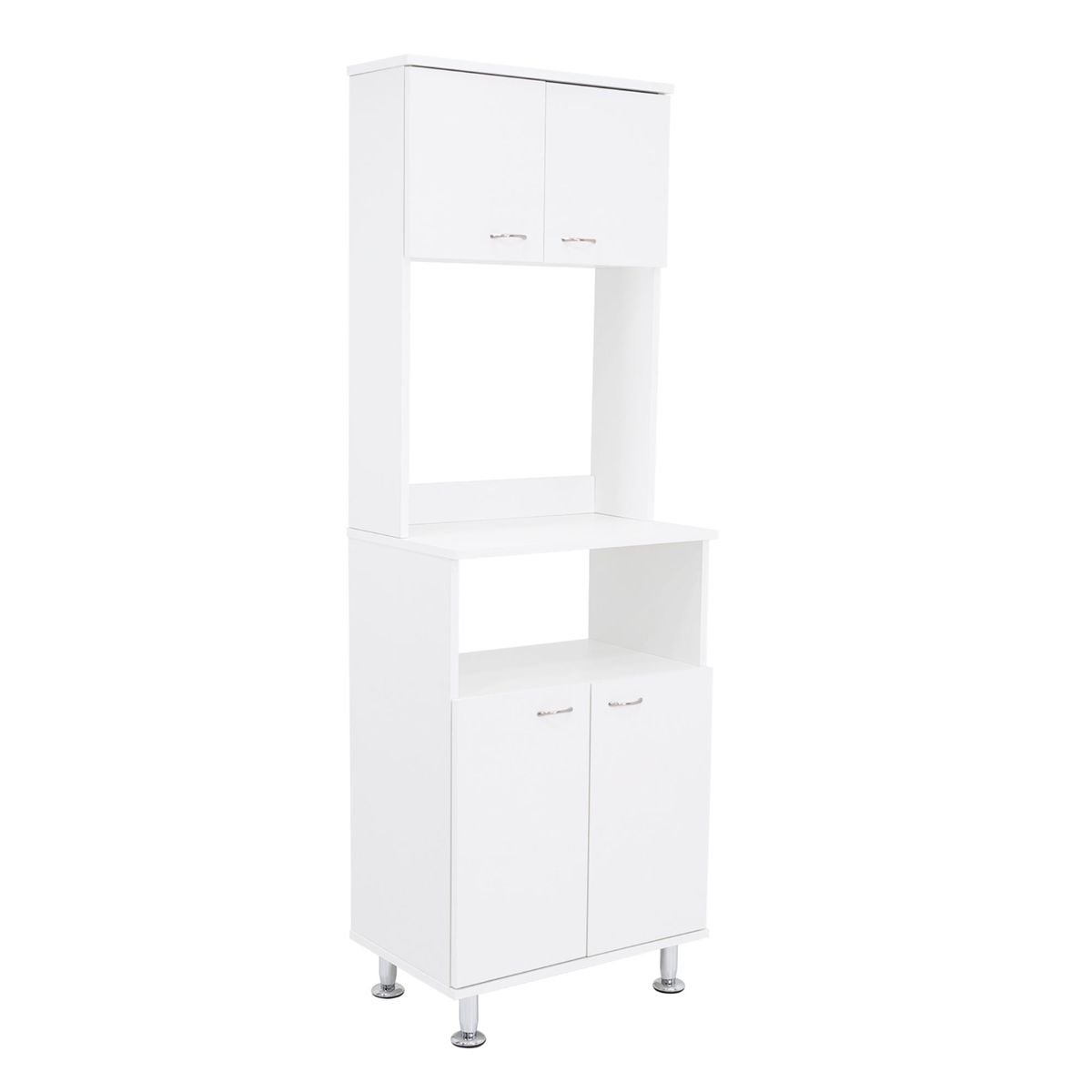 FMFURNITURE - Mueble Microondas 4 Puertas Blanco 37x76x33.5 cm