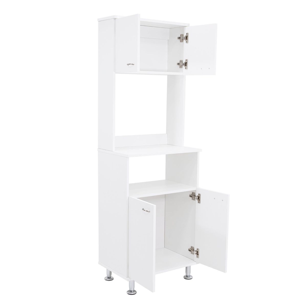 FMFURNITURE - Mueble Microondas 4 Puertas Blanco 37x76x33.5 cm