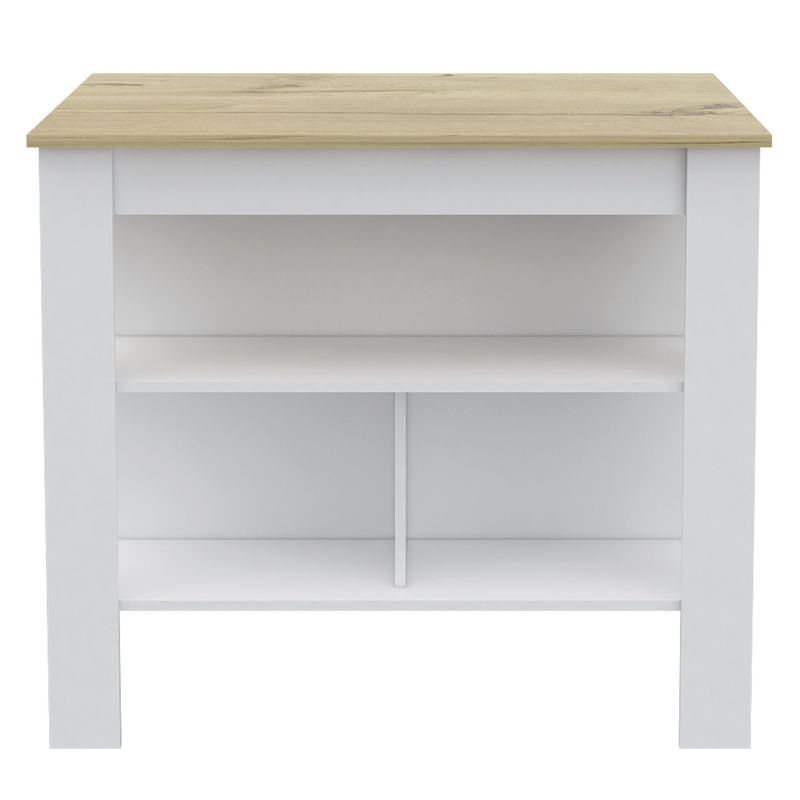 FMFURNITURE - Isla Cocina con 3 Repisas - Café Claro 91.3x92x59 cm
