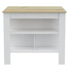 FMFURNITURE - Isla Cocina con 3 Repisas - Café Claro 91.3x92x59 cm