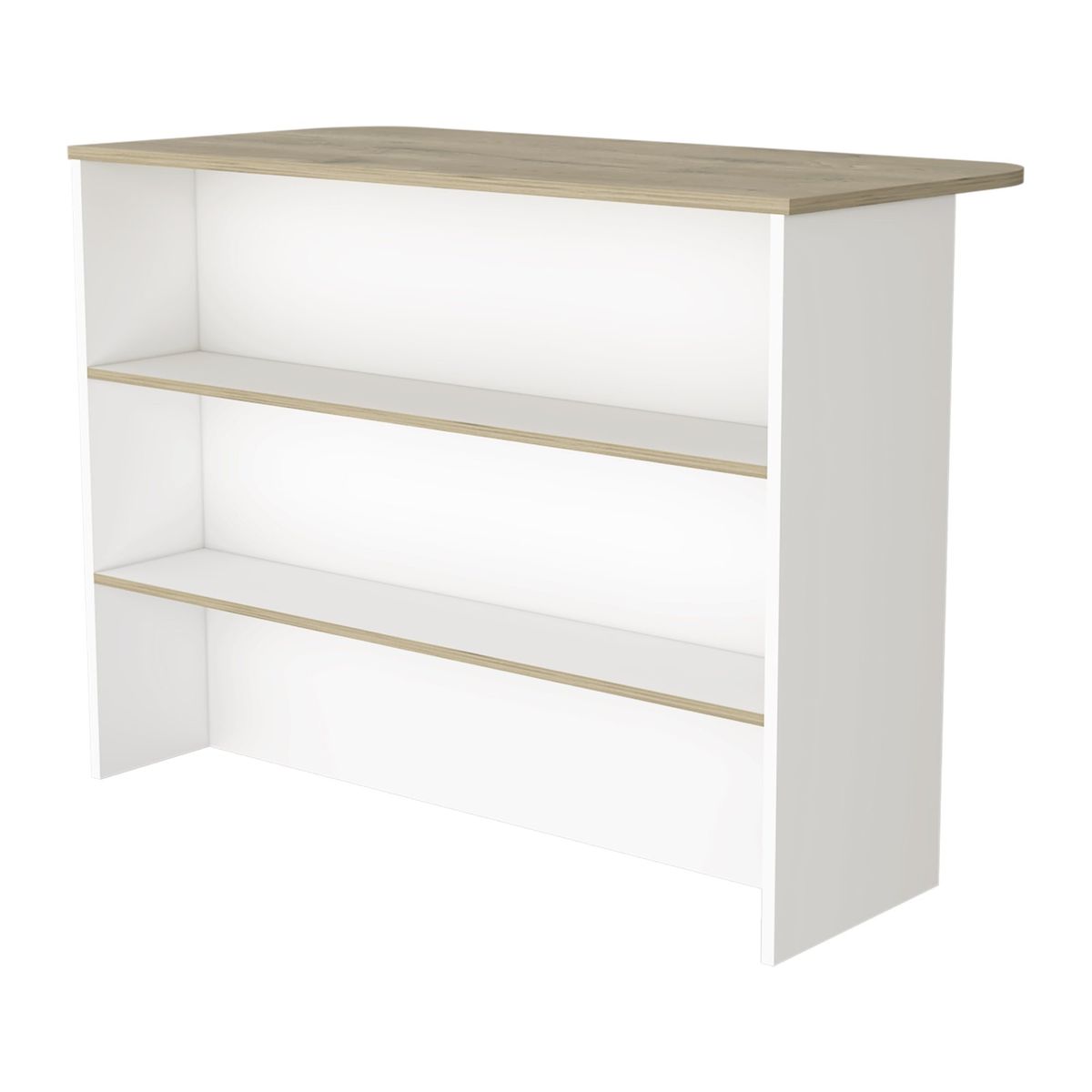 FMFURNITURE - Isla Cocina con 2 Repisas - Café Claro 90.5x120x52 cm…