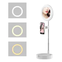 GENERICO - Anillo Aro Luz Led 16cm Espejo Maquillaje + Soporte Celular 228073 BLA