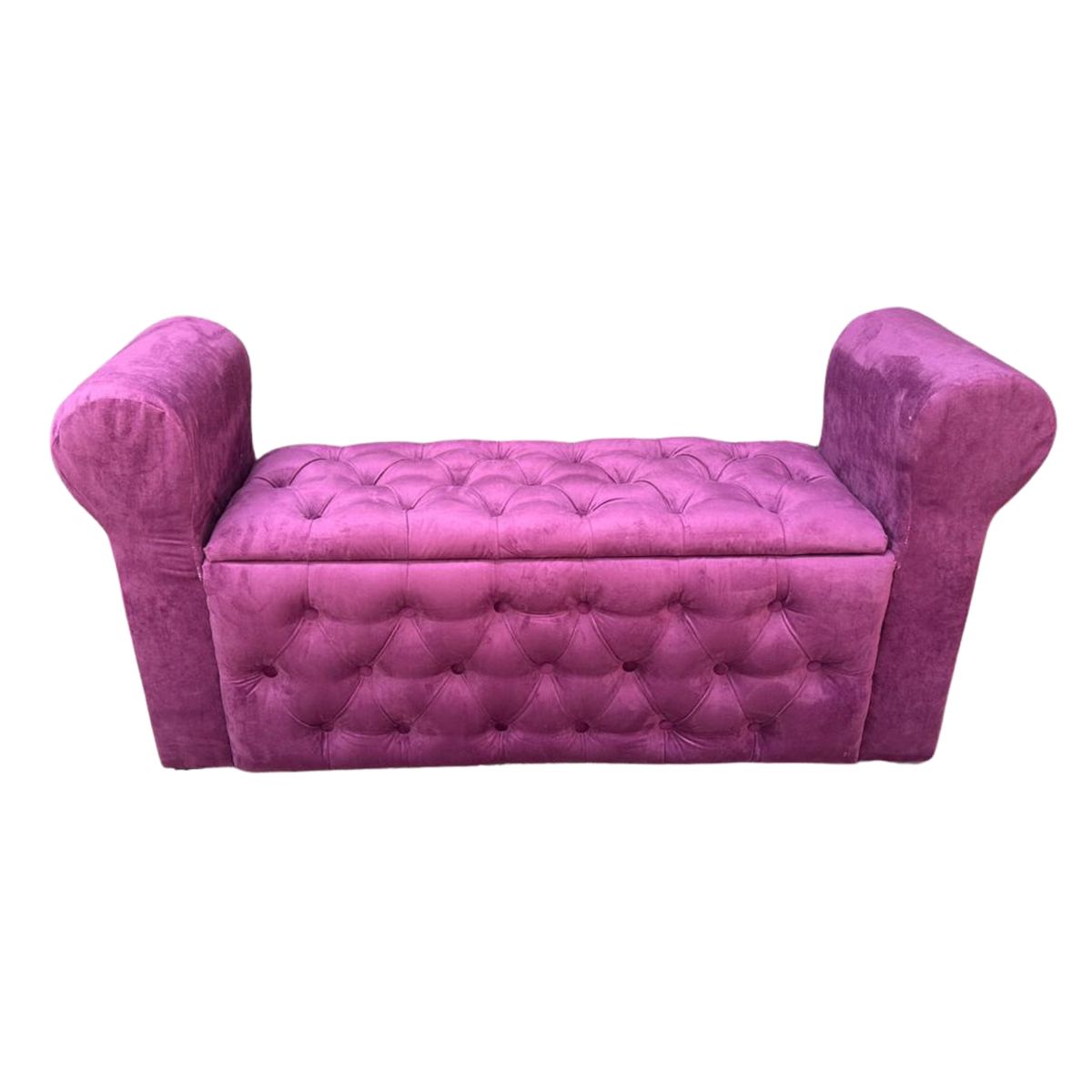 GENERICO - Banqueta Baúl Botone Con Brazos Morado Felpa Muebles Rimar