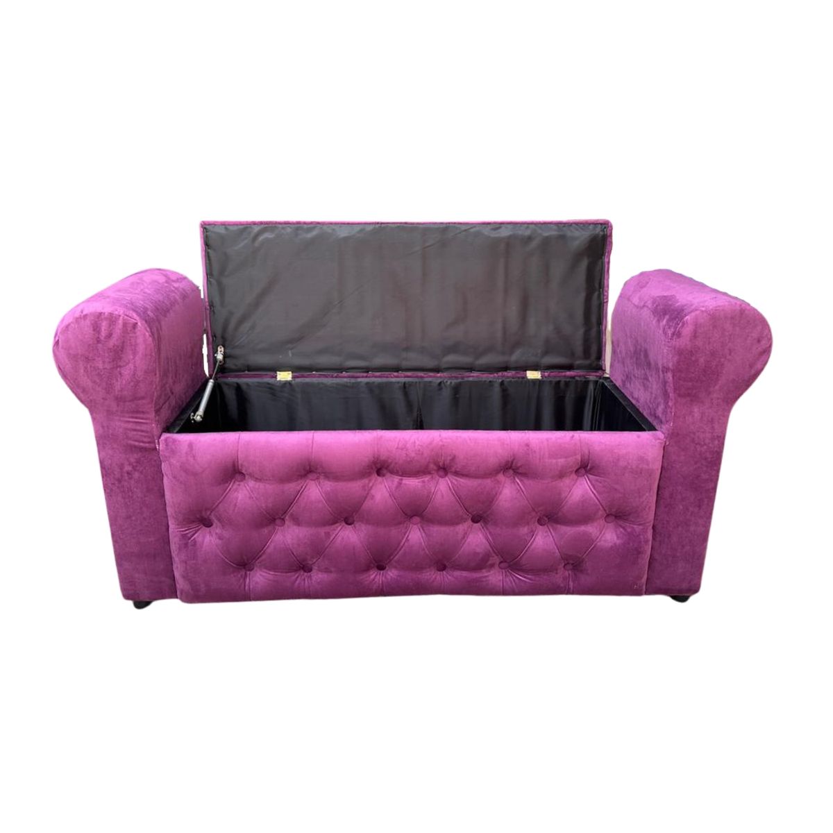 GENERICO - Banqueta Baúl Botone Con Brazos Morado Felpa Muebles Rimar