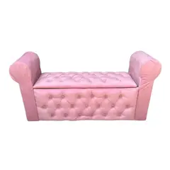 GENERICO - Banqueta Baúl Botone Con Brazos Palo Rosa Felpa Muebles Rimar.