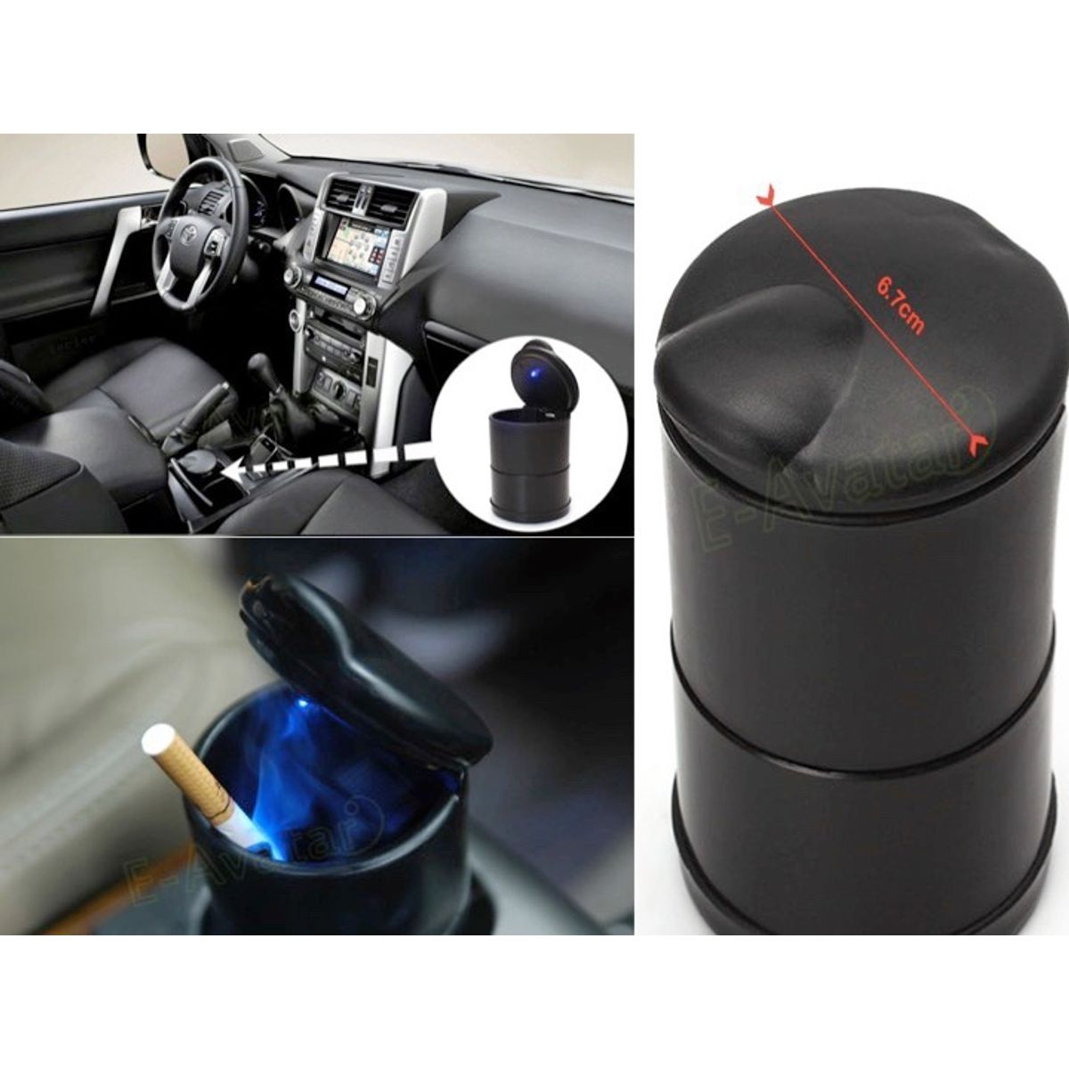 GENERICO - X2 Cenicero Plastico Con Led Monedero Auto Universal Karvas