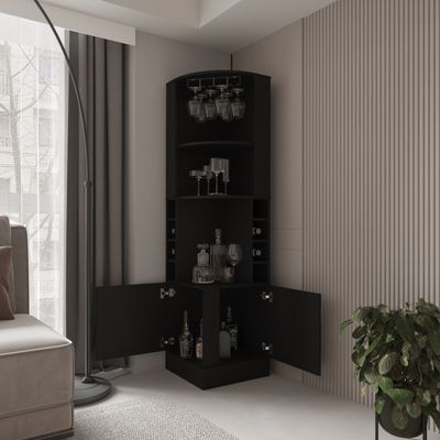 Imagen 2 del producto Bar Esquinero Soporte Para Copas Fm-001N - Negro