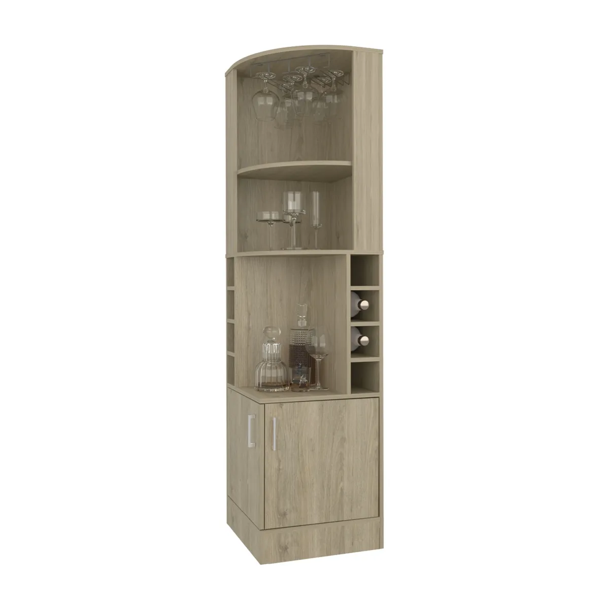FMFURNITURE - Bar Esquinero Soporte Para Copas  Fm-001C - Cafe Claro