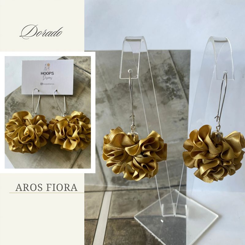 GENERICO - Aros De Tela En Flor Hechos A Mano