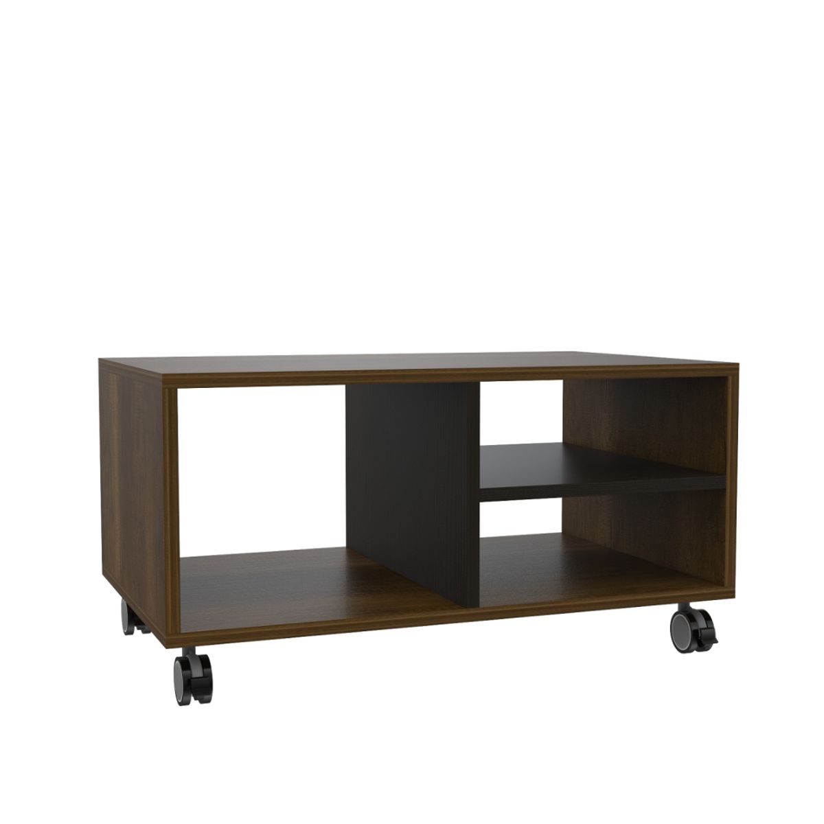 FMFURNITURE - Mesa De Centro 3 Repisas - Café Oscuro 43.4x80x50 cm