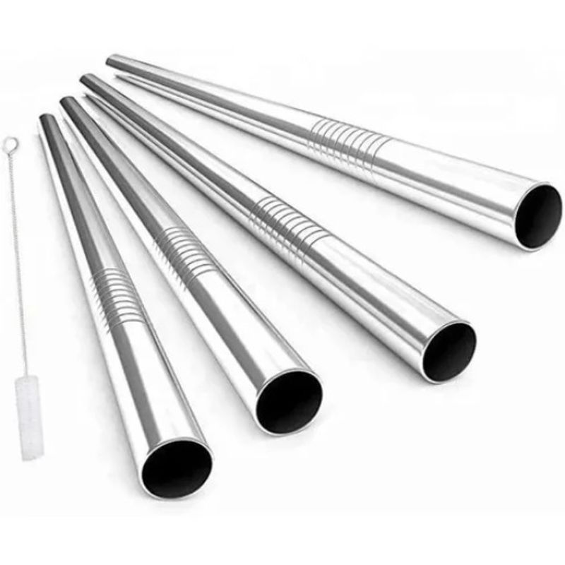 GENERICO - Set Bombillas Acero Inoxidable 4 Unidades + 1 Cepillos.