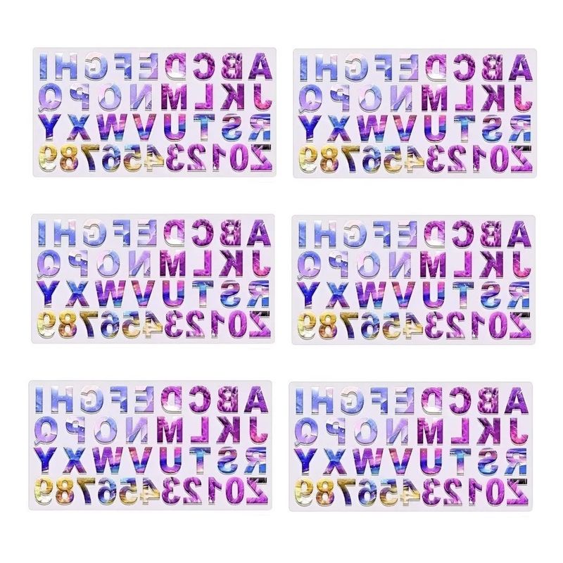 Pasteleria - X6 Molde De Silicona Letras Moldes Silicona Resina 36cavid