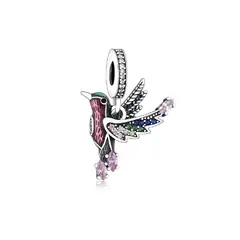 SILVER HEART - Charm Colibrí Mágico y Circones en Plata Fina 925