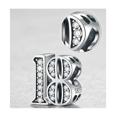 Imagen 2 del producto Charm Celebración 18 Años y Circones Brillantes en Plata Fina 925