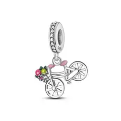 SILVER HEART - Charm Bicicleta y Corazones de Amor en Plata Fina 925