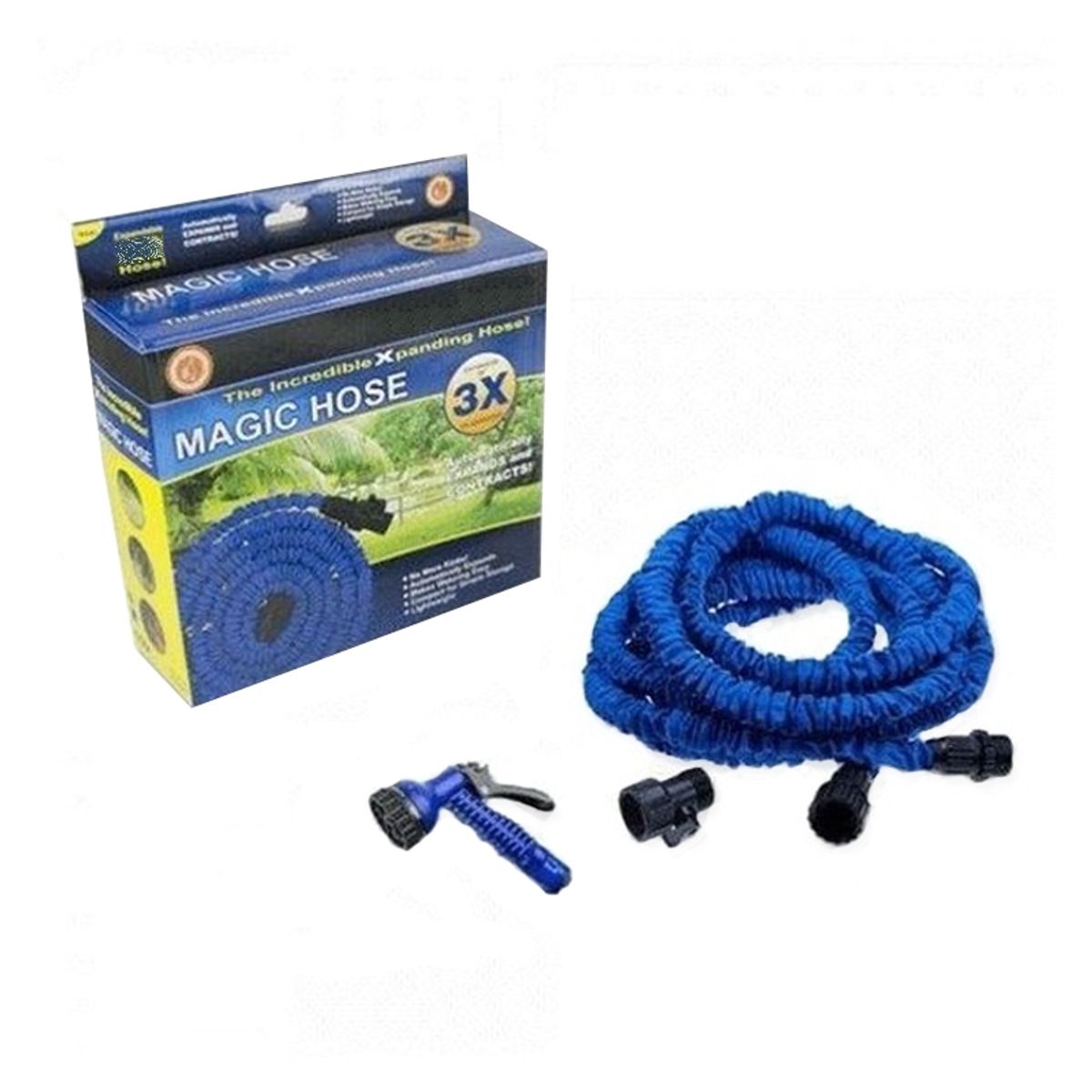 GENERICO - Manguera Expandible Retráctil con Pitón 30 Metros Azul