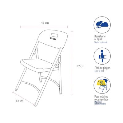 Imagen 2 del producto Silla Plegable 53x46x87 Cms Blanca