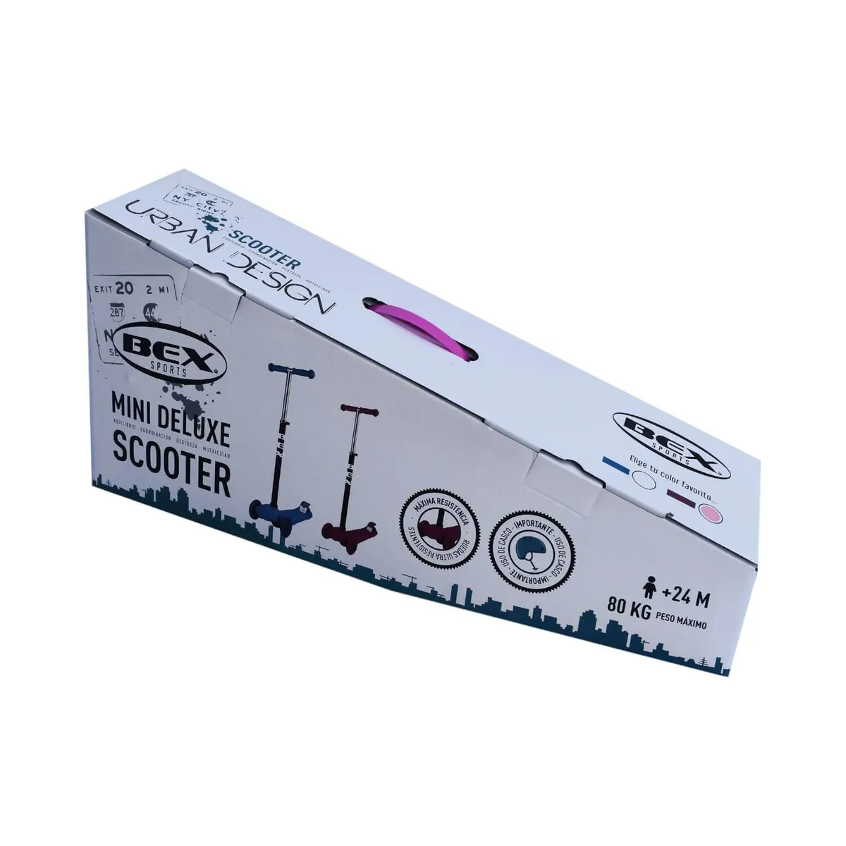 BEX - Scooter Monopatin 3 Ruedas 63-86 Cms Rosa Bex