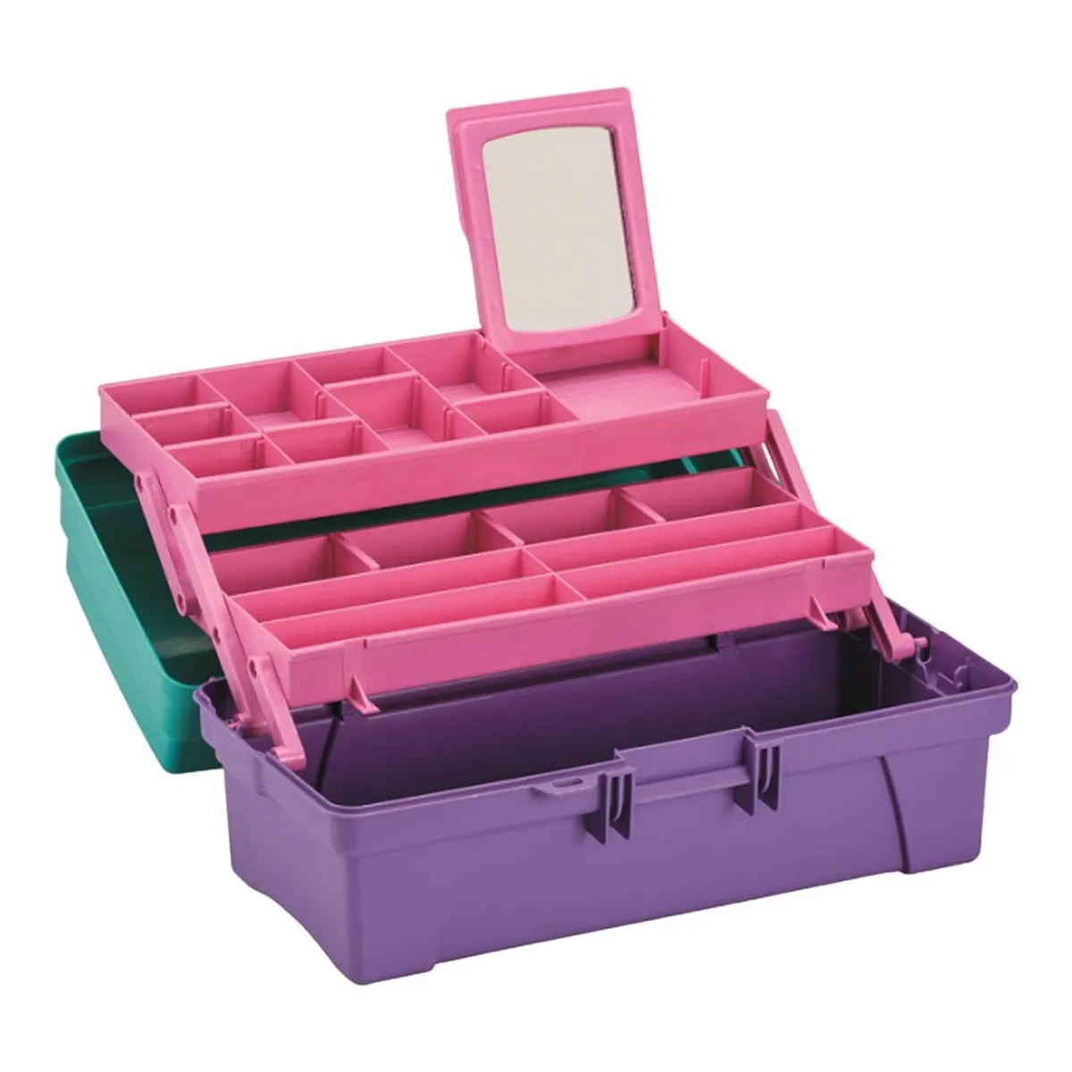 RIMAX - Caja Organizadora C/ Espejo Vanity Verde/Lila 36x21x18 Rimax