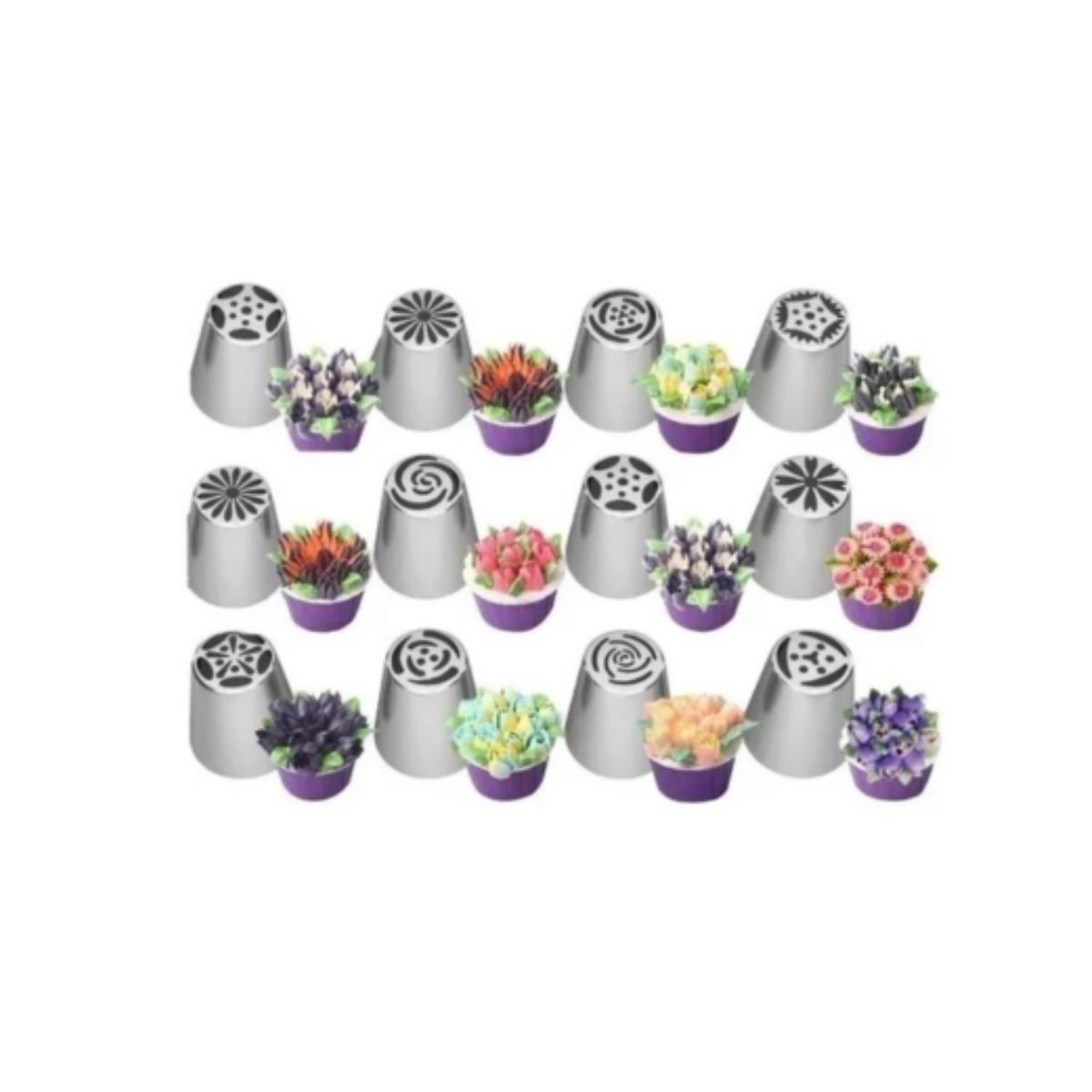 GENERICO - Pack 12 Boquillas Rusas Pasteleras Boquilla Reposteria Acero.