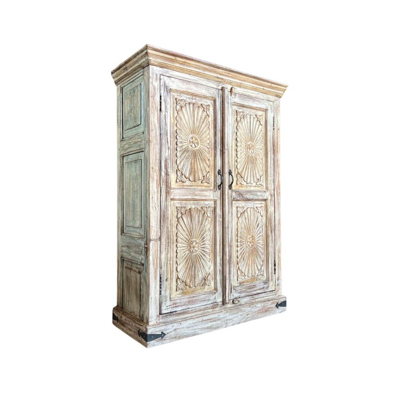 MUEBLES EL HERRERO - Alacena / Estante Tallado Modelo Sol, 102 x 46 x 146 altura MUEBLES EL HERRERO