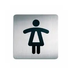 DURABLE - Letrero Baño Mujer WC en Acero Inoxidable 150x150 mm