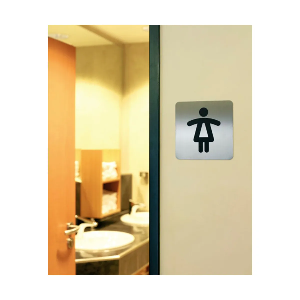 DURABLE - Letrero Baño Mujer WC en Acero Inoxidable 150x150 mm Durable